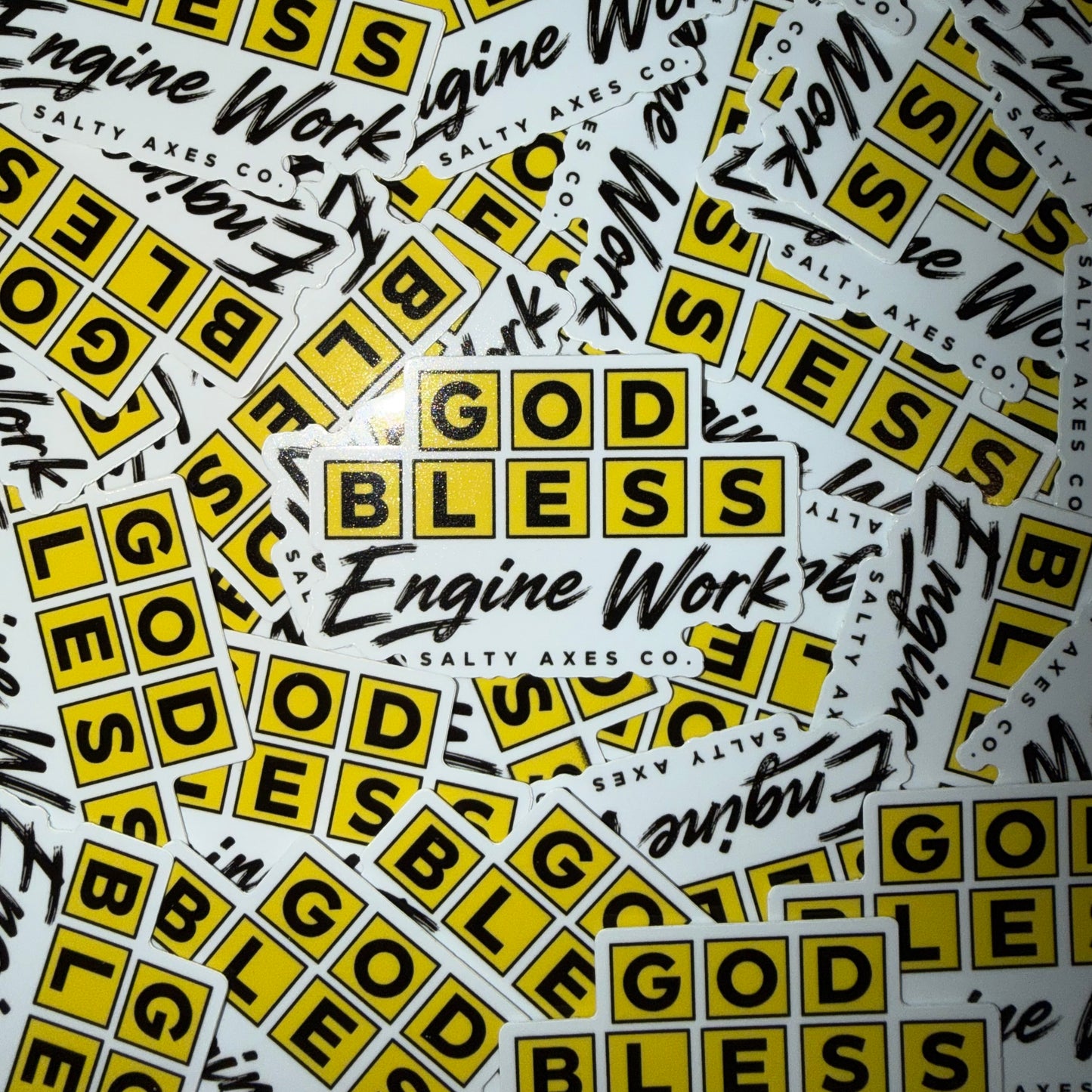 God Bless Engine Work Sticker